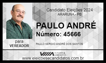 Candidato PAULO ANDRÉ 2024 - ARARUNA - Eleições