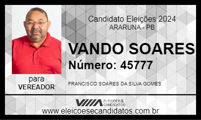 Candidato WANDO SOARES 2024 - ARARUNA - Eleições