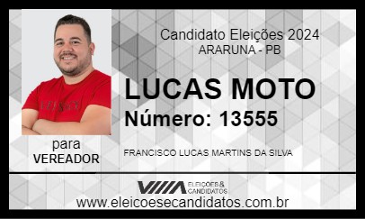 Candidato LUCAS MOTO 2024 - ARARUNA - Eleições