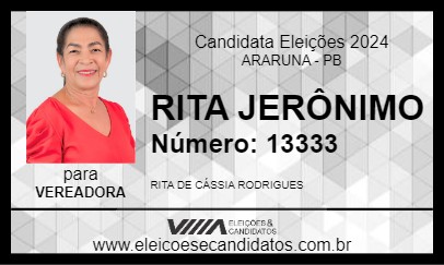 Candidato RITA JERÔNIMO 2024 - ARARUNA - Eleições