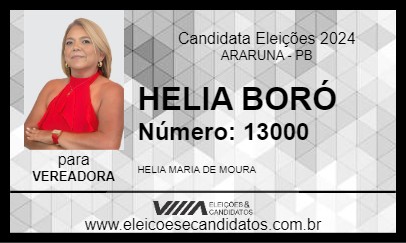 Candidato HELIA BORÓ 2024 - ARARUNA - Eleições