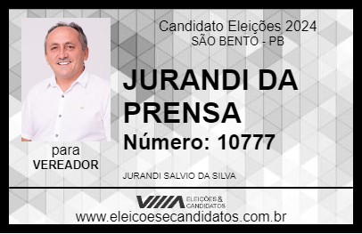 Candidato JURANDI DA PRENSA 2024 - SÃO BENTO - Eleições