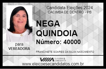 Candidato NEGA QUINDOIA 2024 - CACIMBA DE DENTRO - Eleições