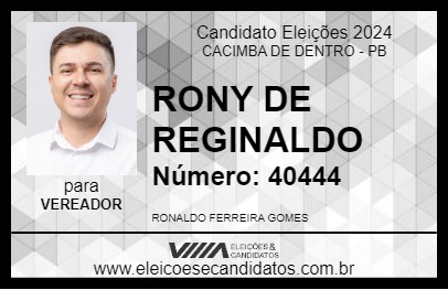 Candidato RONY DE REGINALDO 2024 - CACIMBA DE DENTRO - Eleições