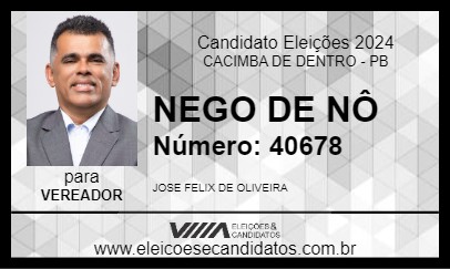 Candidato NEGO DE NÔ 2024 - CACIMBA DE DENTRO - Eleições