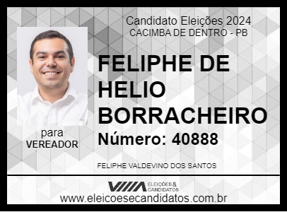 Candidato FELIPHE DE HELIO BORRACHEIRO 2024 - CACIMBA DE DENTRO - Eleições