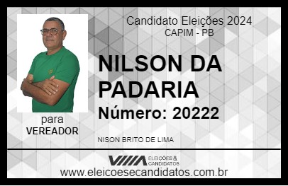 Candidato NILSON DA PADARIA 2024 - CAPIM - Eleições