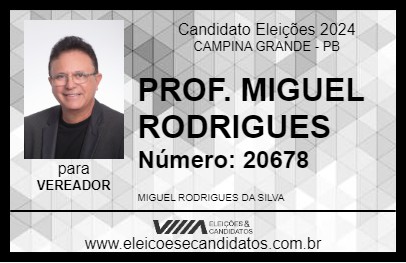 Candidato PROF. MIGUEL RODRIGUES 2024 - CAMPINA GRANDE - Eleições