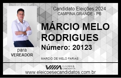 Candidato MÁRCIO MELO RODRIGUES 2024 - CAMPINA GRANDE - Eleições