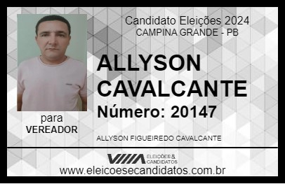 Candidato ALLYSON CAVALCANTE 2024 - CAMPINA GRANDE - Eleições