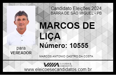 Candidato MARCOS DE LIÇA 2024 - BARRA DE SÃO MIGUEL - Eleições