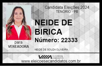 Candidato NEIDE DE BIRICA 2024 - TENÓRIO - Eleições