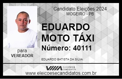 Candidato EDUARDO MOTO TÁXI 2024 - MOGEIRO - Eleições