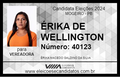 Candidato ÉRIKA DE WELLINGTON 2024 - MOGEIRO - Eleições