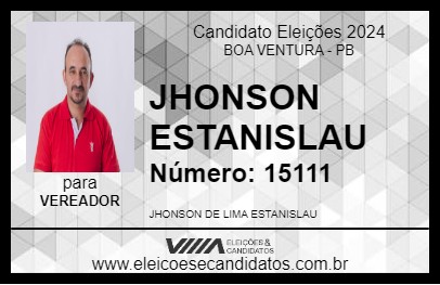 Candidato JHONSON ESTANISLAU 2024 - BOA VENTURA - Eleições