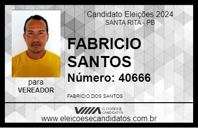 Candidato FABRICIO SANTOS 2024 - SANTA RITA - Eleições