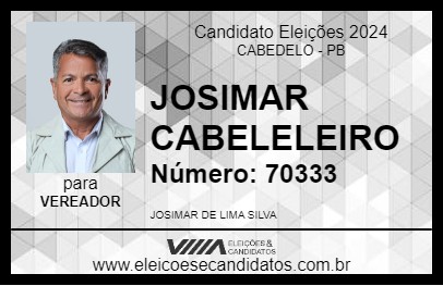 Candidato JOSIMAR CABELELEIRO 2024 - CABEDELO - Eleições