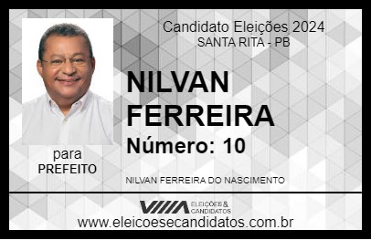 Candidato NILVAN FERREIRA 2024 - SANTA RITA - Eleições