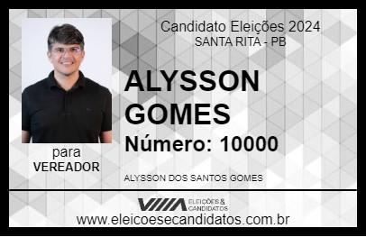 Candidato ALYSSON GOMES 2024 - SANTA RITA - Eleições