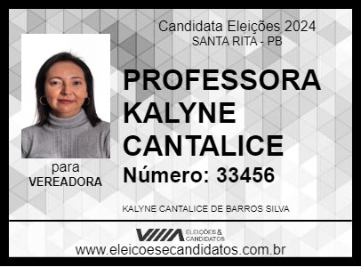 Candidato PROFESSORA KALYNE CANTALICE 2024 - SANTA RITA - Eleições