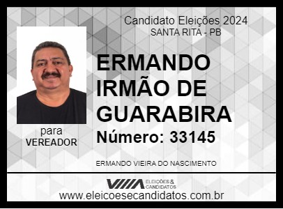 Candidato ERMANDO IRMÃO DE GUARABIRA 2024 - SANTA RITA - Eleições