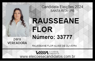 Candidato RAUSSEANE FLOR 2024 - SANTA RITA - Eleições