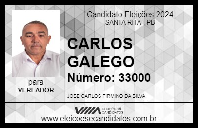 Candidato CARLOS GALEGO 2024 - SANTA RITA - Eleições