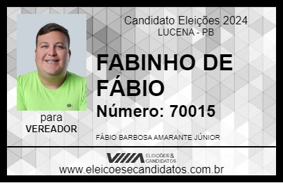 Candidato FABINHO DE FÁBIO 2024 - LUCENA - Eleições