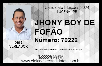 Candidato JHONY BOY DE FOFÃO 2024 - LUCENA - Eleições