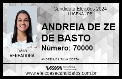 Candidato ANDREIA DE ZE DE BASTO 2024 - LUCENA - Eleições