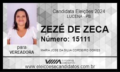 Candidato ZEZÉ DE ZECA 2024 - LUCENA - Eleições