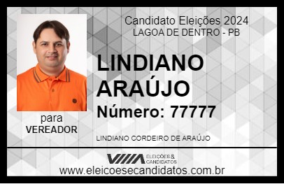 Candidato LINDIANO ARAÚJO 2024 - LAGOA DE DENTRO - Eleições