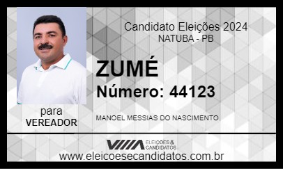 Candidato ZUMÉ 2024 - NATUBA - Eleições