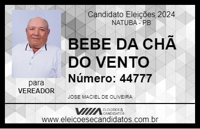 Candidato BEBE DA CHÃ DO VENTO 2024 - NATUBA - Eleições