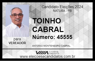 Candidato TOINHO CABRAL 2024 - NATUBA - Eleições