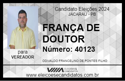 Candidato FRANÇA DE DOUTOR 2024 - JACARAÚ - Eleições