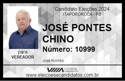 Candidato JOSÉ PONTES CHINO 2024 - ITAPOROROCA - Eleições