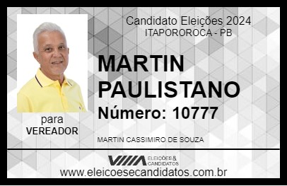 Candidato MARTIN PAULISTANO 2024 - ITAPOROROCA - Eleições