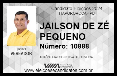 Candidato JAILSON DE ZÉ PEQUENO 2024 - ITAPOROROCA - Eleições