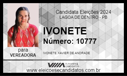 Candidato IVONETE 2024 - LAGOA DE DENTRO - Eleições