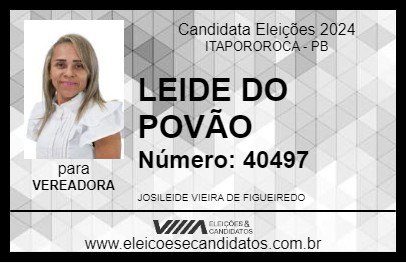 Candidato LEIDE DO POVÃO 2024 - ITAPOROROCA - Eleições