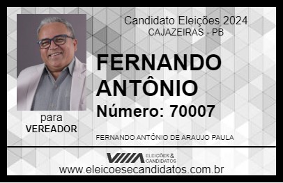 Candidato FERNANDO ANTÔNIO 2024 - CAJAZEIRAS - Eleições