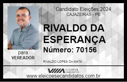 Candidato RIVALDO DA ESPERANÇA 2024 - CAJAZEIRAS - Eleições