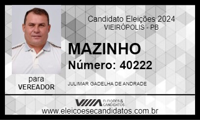 Candidato MAZINHO 2024 - VIEIRÓPOLIS - Eleições