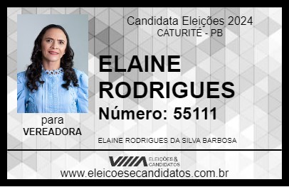 Candidato ELAINE RODRIGUES 2024 - CATURITÉ - Eleições