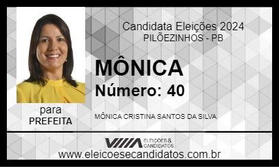 Candidato MÔNICA 2024 - PILÕEZINHOS - Eleições