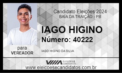 Candidato IAGO HIGINO 2024 - BAÍA DA TRAIÇÃO - Eleições