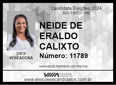 Candidato NEIDE DE ERALDO CALIXTO 2024 - RIO TINTO - Eleições