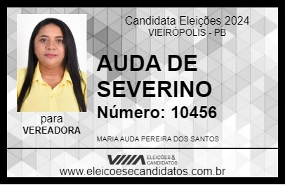 Candidato AUDA DE SEVERINO 2024 - VIEIRÓPOLIS - Eleições