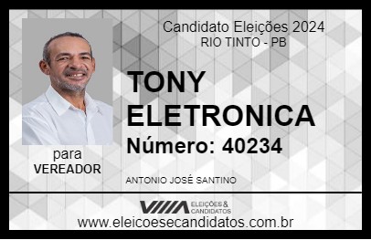 Candidato TONY ELETRONICA 2024 - RIO TINTO - Eleições